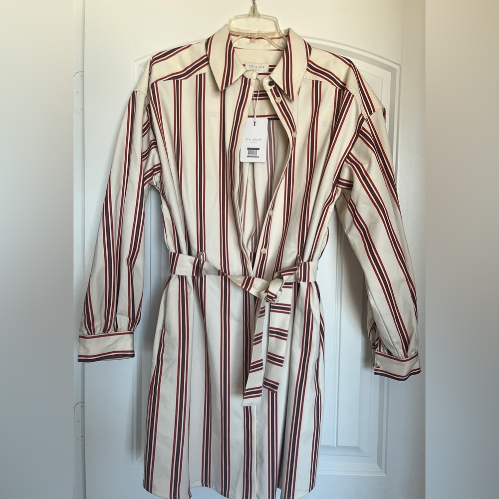 Ted Baker London Cream and Red Striped Dress